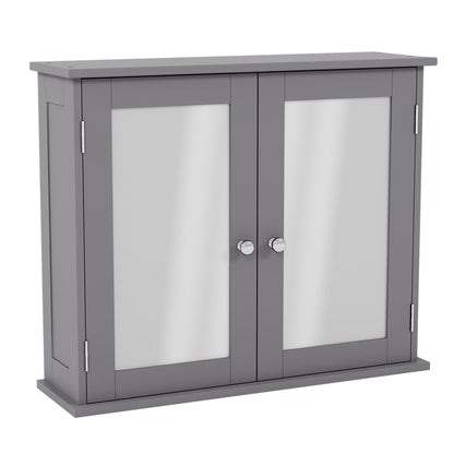 Double Door Mirrored Bathroom Cabinet Storage Cupboard Wall Mounted Royalcart
