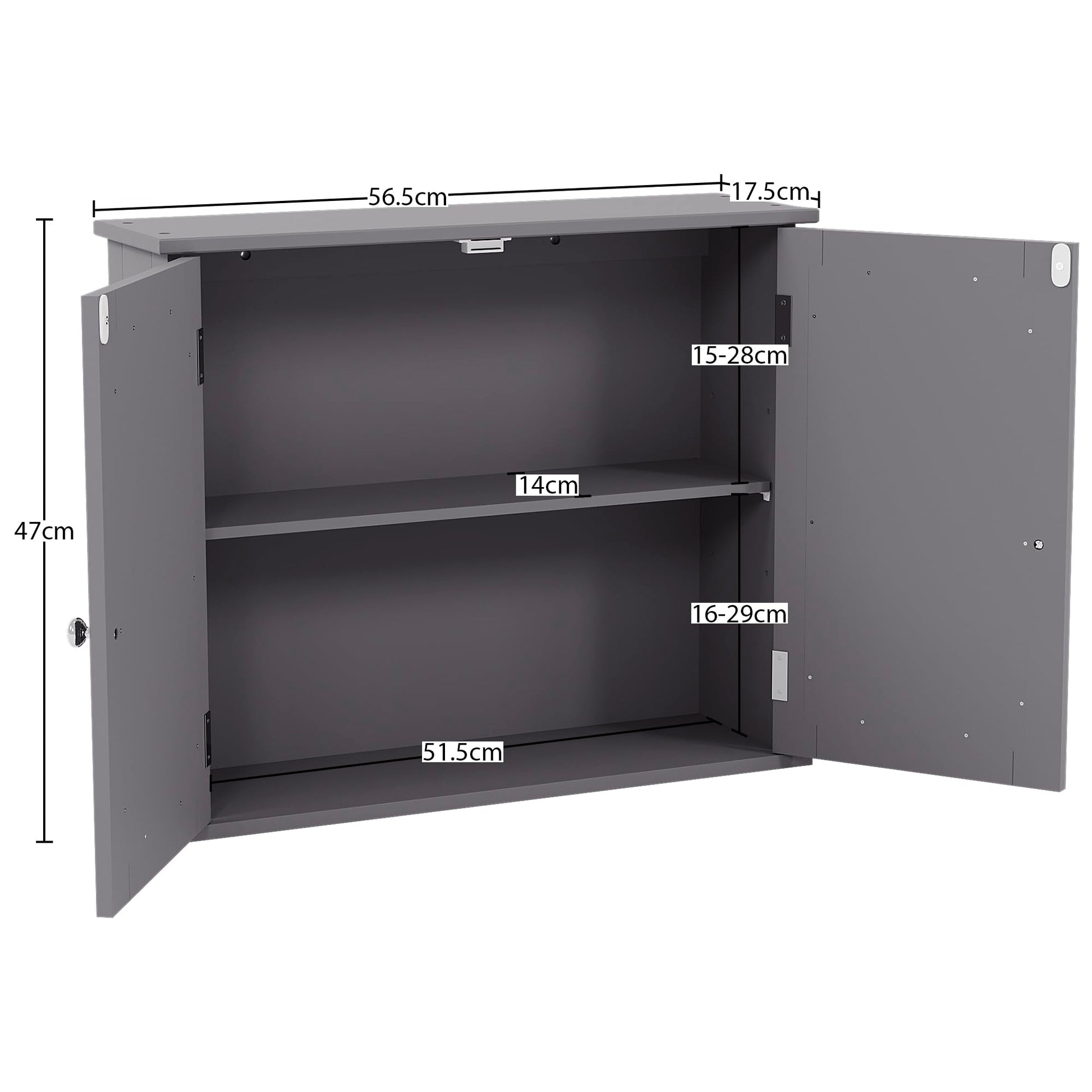 Double Door Mirrored Bathroom Cabinet Storage Cupboard Wall Mounted Royalcart