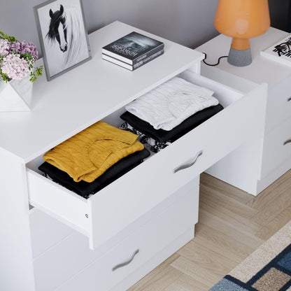 4 Chest Of Drawers Drawer Metal Handles Runners Bedroom Furniture White/Black