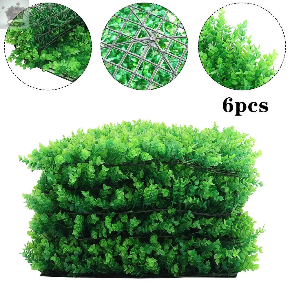 6X Artificial Plant Fence Greenery Wall Hedge Grass Mat Foliage Screen Panels UK Royalcart