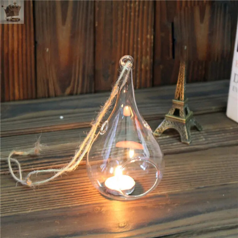 6pcs Hanging Clear Glass Tea Candle Light Holder Royalcart