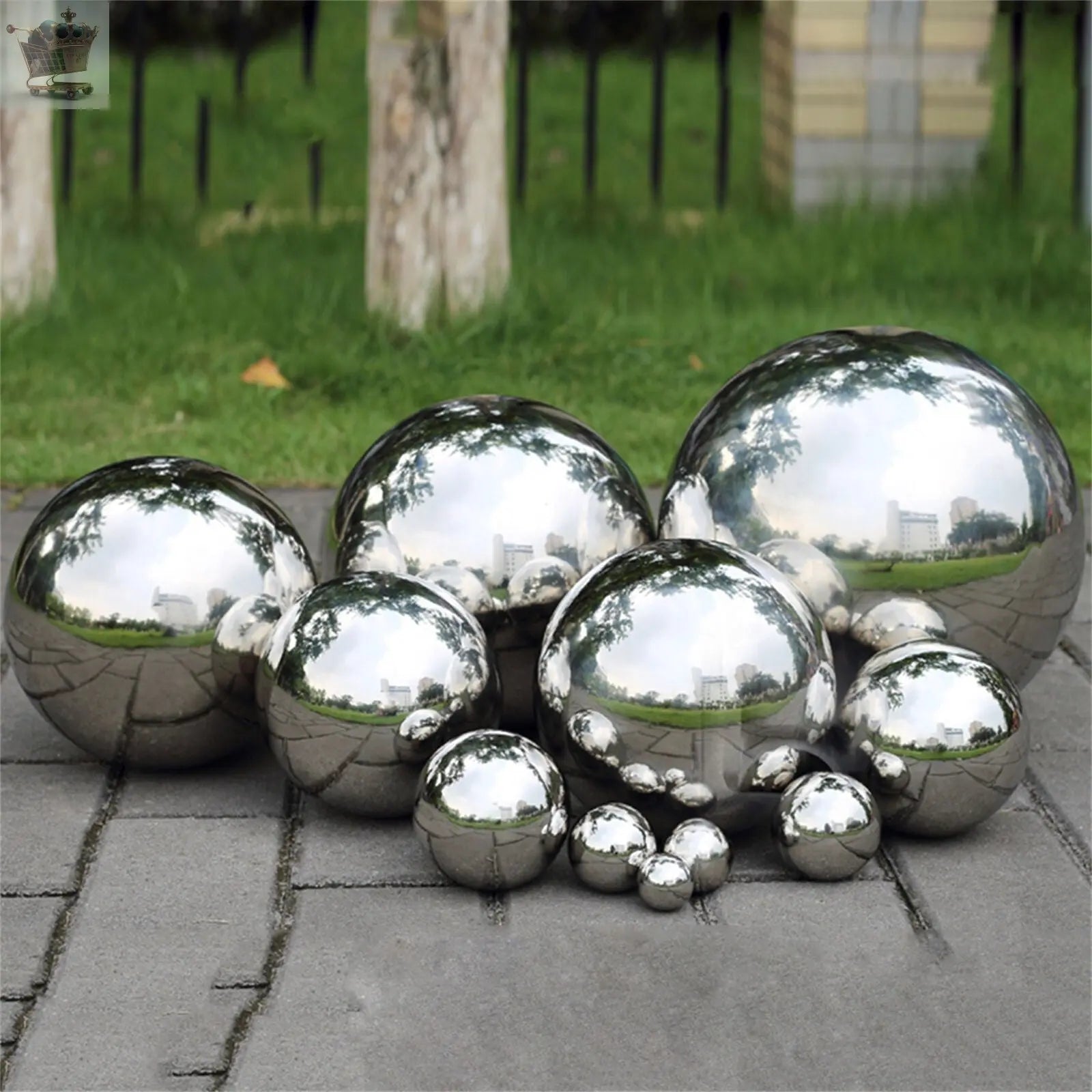 6x Steel Silver Mirror Sphere Hollow Gazing Ball Home Garden Ornament Decor Royalcart