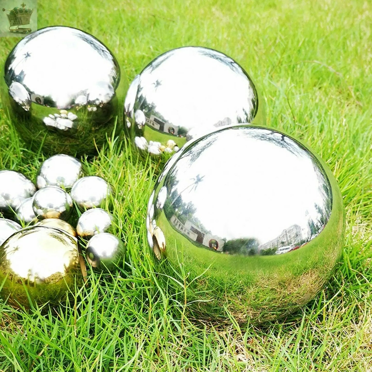 6x Steel Silver Mirror Sphere Hollow Gazing Ball Home Garden Ornament Decor Royalcart