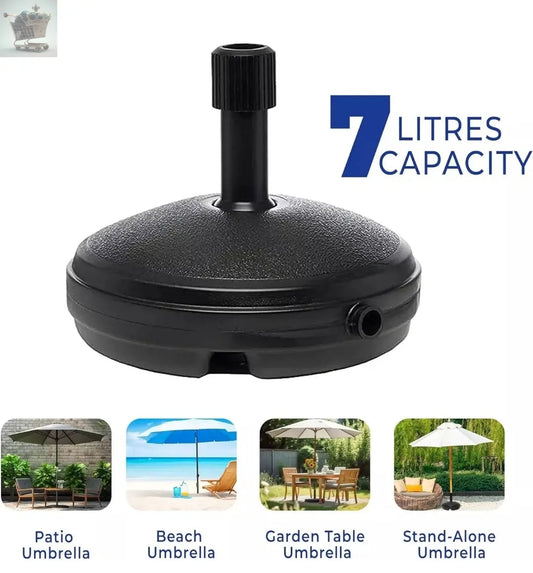 7 L Black SATRATA Plastic Round Parasol Base - Royalcart