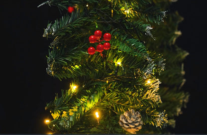 2.7M/9FT Christmas Garland with LED Lights and Pine Cones Berries
