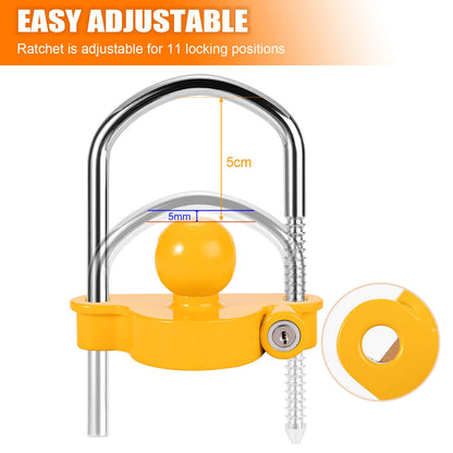 Trailer Hitch Lock Universal Tow Ball Coupler Security Kit Heavy Duty Anti-Theft Protection for Trailer Caravan Horsebox, 2 Keys