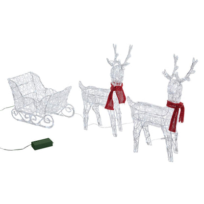 Christmas Battery Operated Figure Light Up Acrylic Reindeer & Sleigh Garden Decoration with LEDs