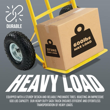 600lb Heavy Duty Sack Truck Industrial Hand Trolley With Pneumatic Tyre Wheel