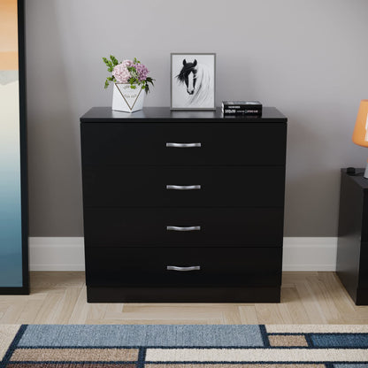 4 Chest Of Drawers Drawer Metal Handles Runners Bedroom Furniture White/Black