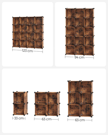16-Cube Storage Unit Shoe Rack DIY Shelving System Stackable Cubes Multi Purpose