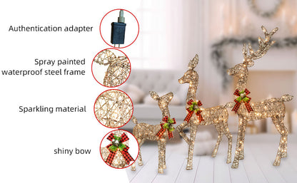 Christmas Decoration Deer 3 Piece Light up Christmas Decor Reindeer Family Set