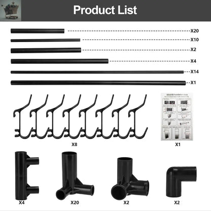 8 Hooks Coat and Hat Stand Metal+Plastic Shoe Rack Bedroom 5 Tiers Shelf Hanger Gearcourt