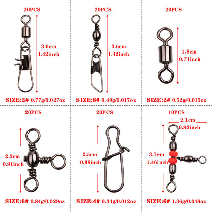 140pcs/box Fishing Swivel Snaps Kit