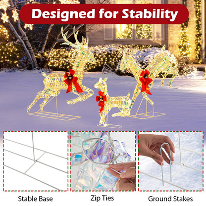 Light Up Reindeer Family, 3 Pieces Garden Christmas Figure Decorations with 230/255 Warm White Lights