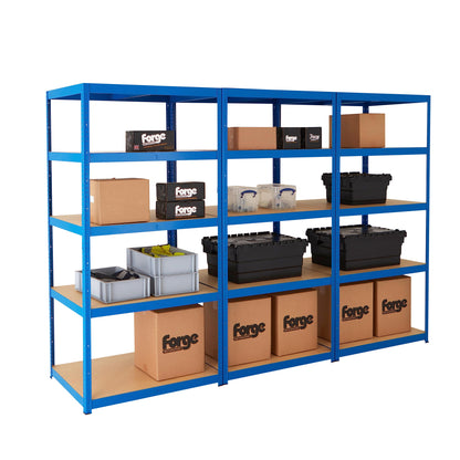 5 Tier Heavy Duty Garage Shelving Unit 3 Bay - 179x90x60 cm - 200kg UDL Per Shelf (1000kg Per Bay) Royalcart