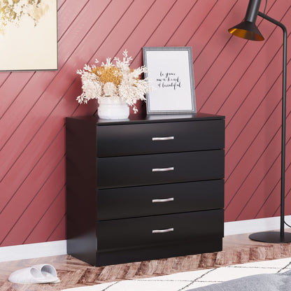 4 Chest Of Drawers Drawer Metal Handles Runners Bedroom Furniture White/Black