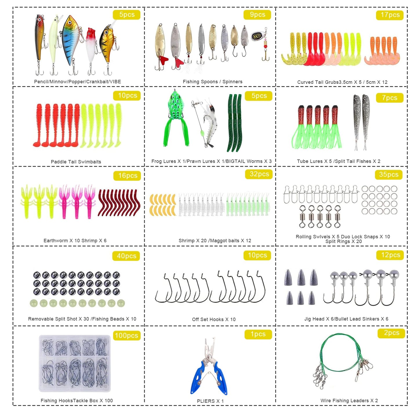 301 PCS Fishing Lures Sea Bass Set Mixed