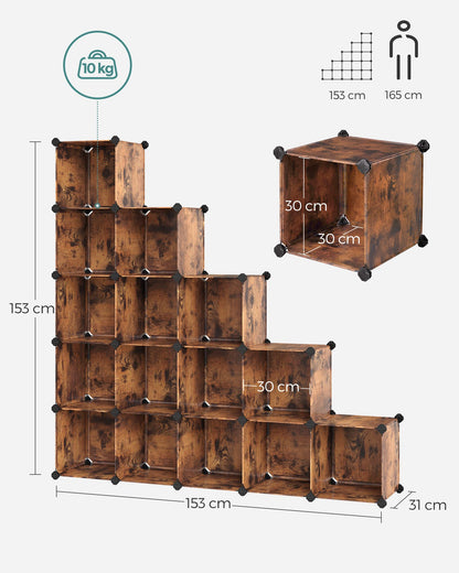 16-Cube Storage Unit Shoe Rack DIY Shelving System Stackable Cubes Multi Purpose