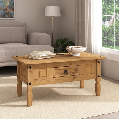 Corona Coffee Table Mexican Solid Pine 1 Drawer