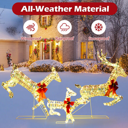 Light Up Reindeer Family, 3 Pieces Garden Christmas Figure Decorations with 230/255 Warm White Lights