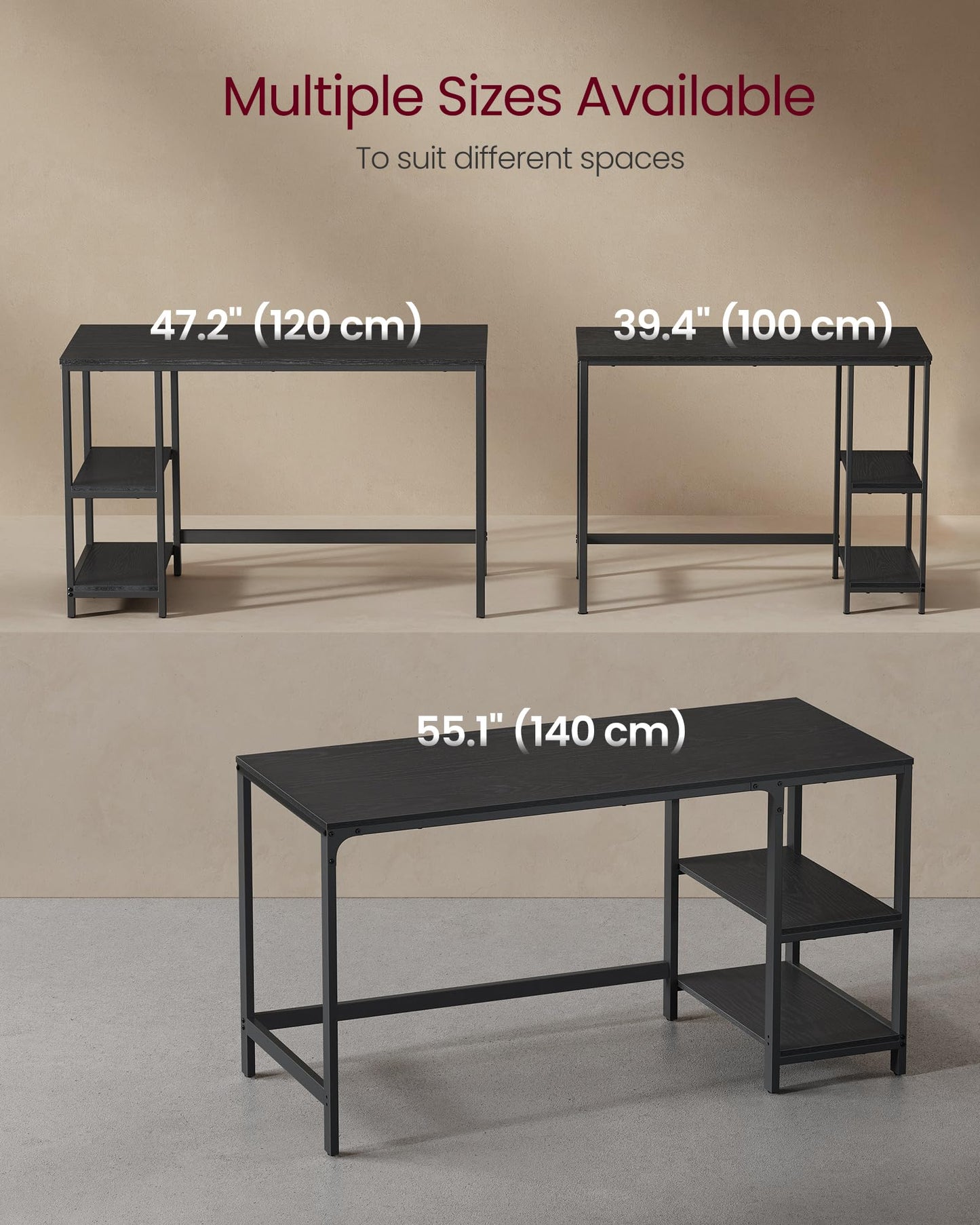 Computer Desk w/ 2 Shelves on Left or Right for Office Home Study Writing Table Royalcart