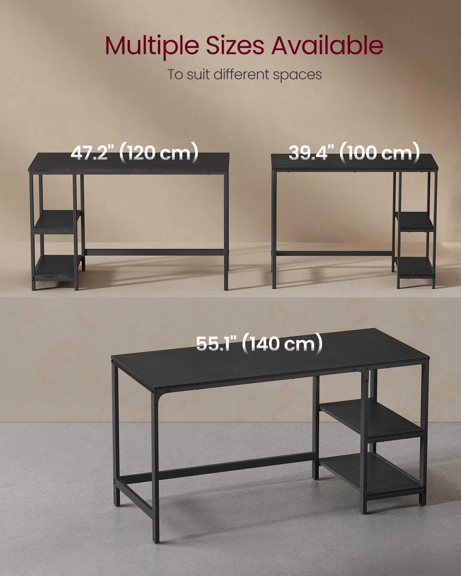 Computer Desk w/ 2 Shelves on Left or Right for Office Home Study Writing Table Royalcart