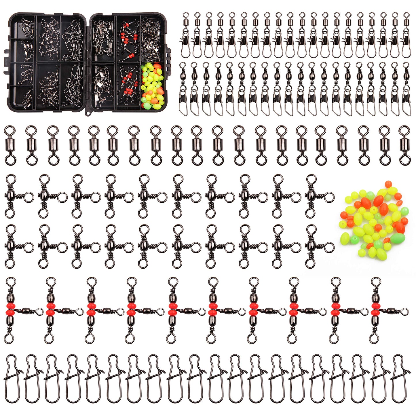 140pcs/box Fishing Swivel Snaps Kit