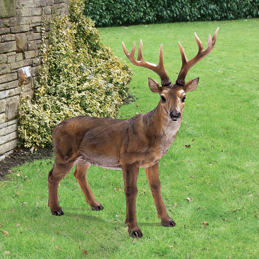 Big Rack Buck Deer Garden Decoy Animal Statue 71 cm Polyresin Full Color