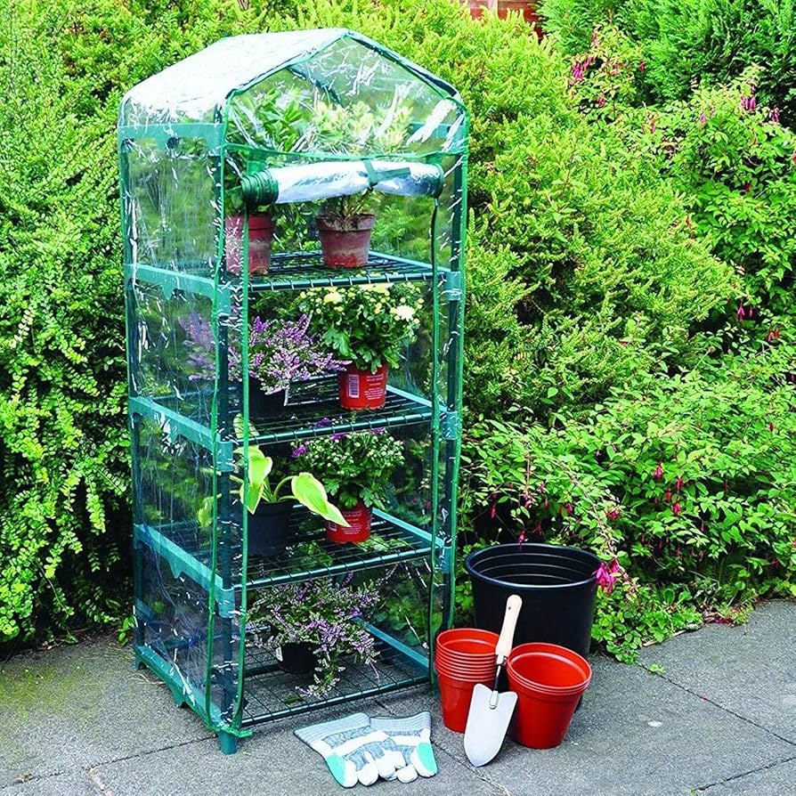 4 Tier Mini Grow House Outdoor Garden With Clear PVC Cover High Plant Greenhouse Royalcart