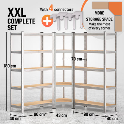 Heavy Duty Corner Shelving Unit Set of 3