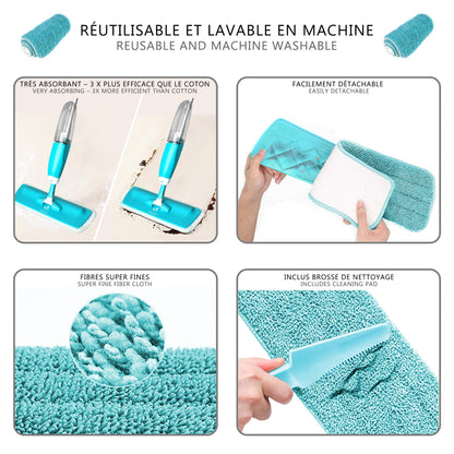 Microfibre Spary Mop with 2 Washable Pades & Refillable Bottle 360 Degree Spin Mop for Floor