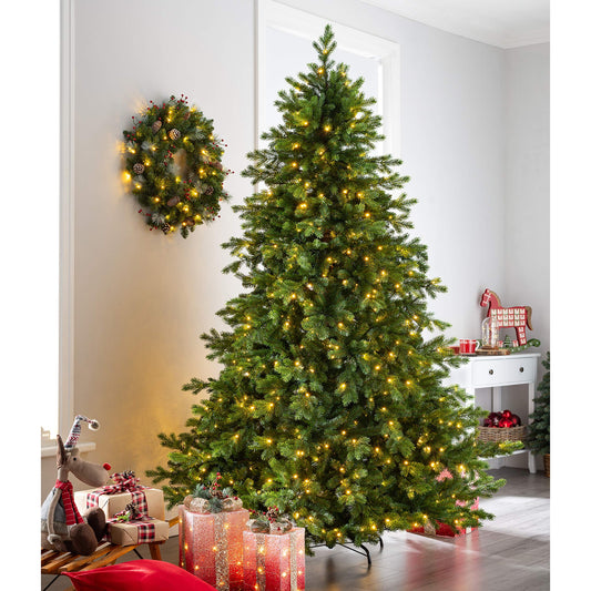 6ft Christmas Prelit Balsam Fir Christmas Tree with 500 Chasing Warm LED Lights