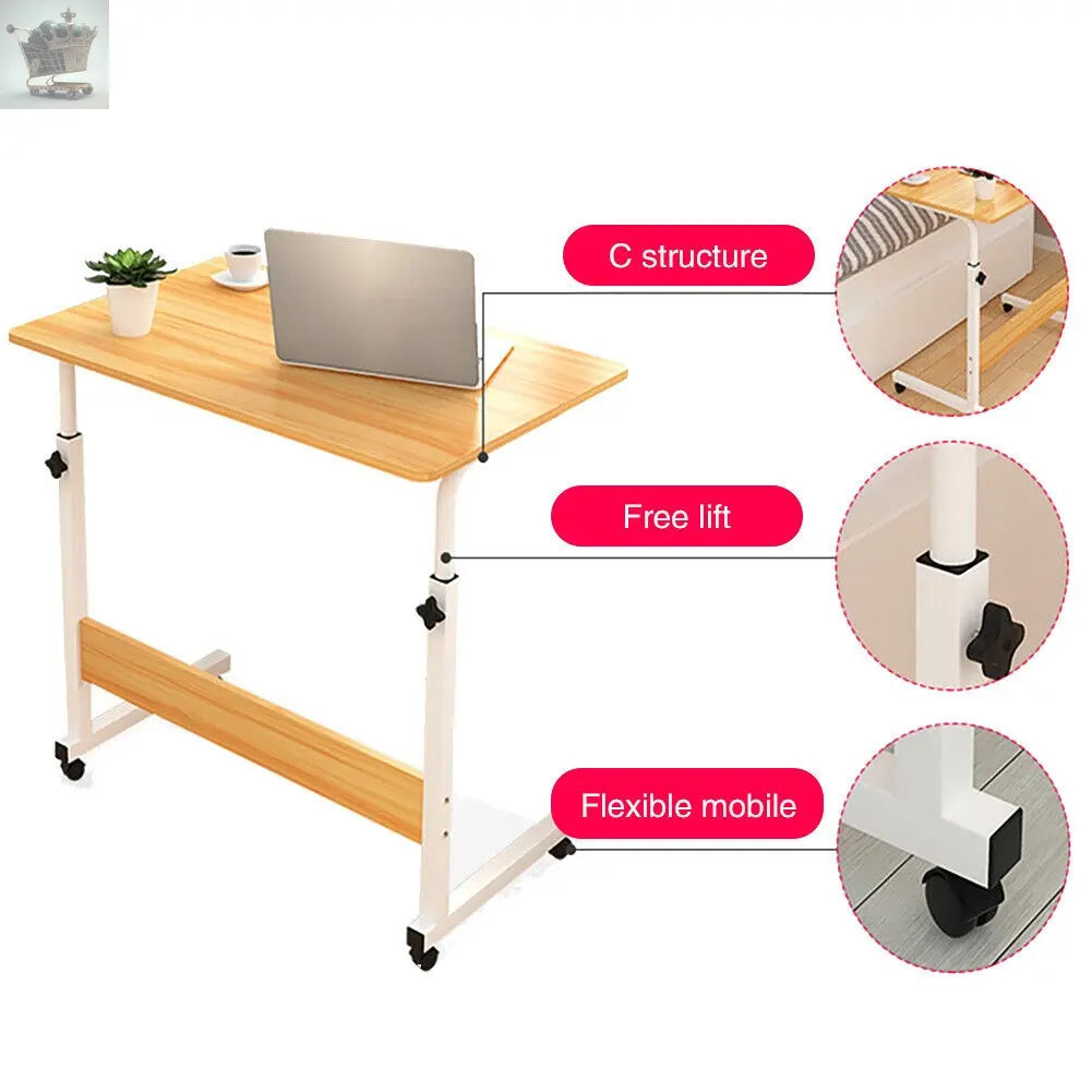 Adjustable Height Laptop Sofa Bedside Cart Over Bed Computer Table Notebook Desk Royalcart