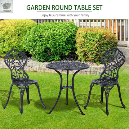 Aluminium Bistro Set Garden Coffee Table Chair Outdoor Dining Set Black Royalcart