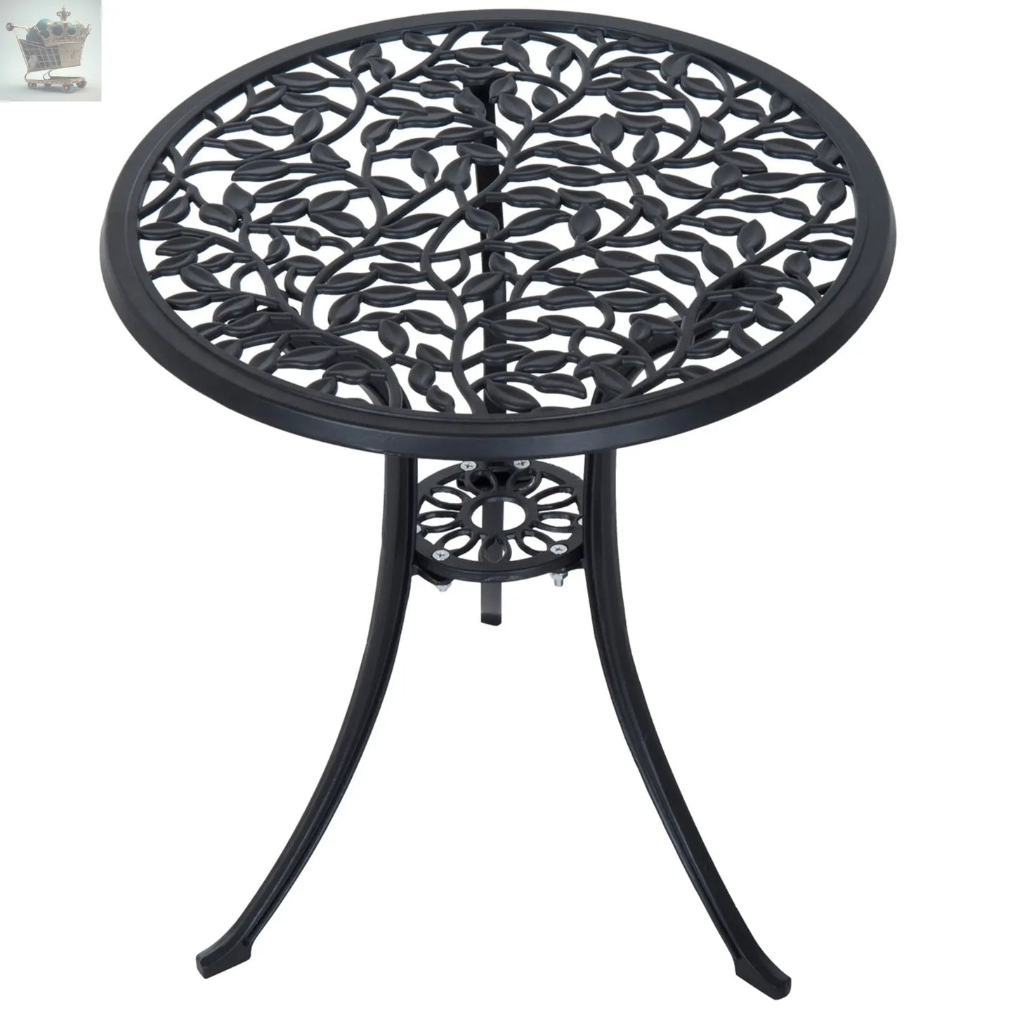 Aluminium Bistro Set Garden Coffee Table Chair Outdoor Dining Set Black Royalcart