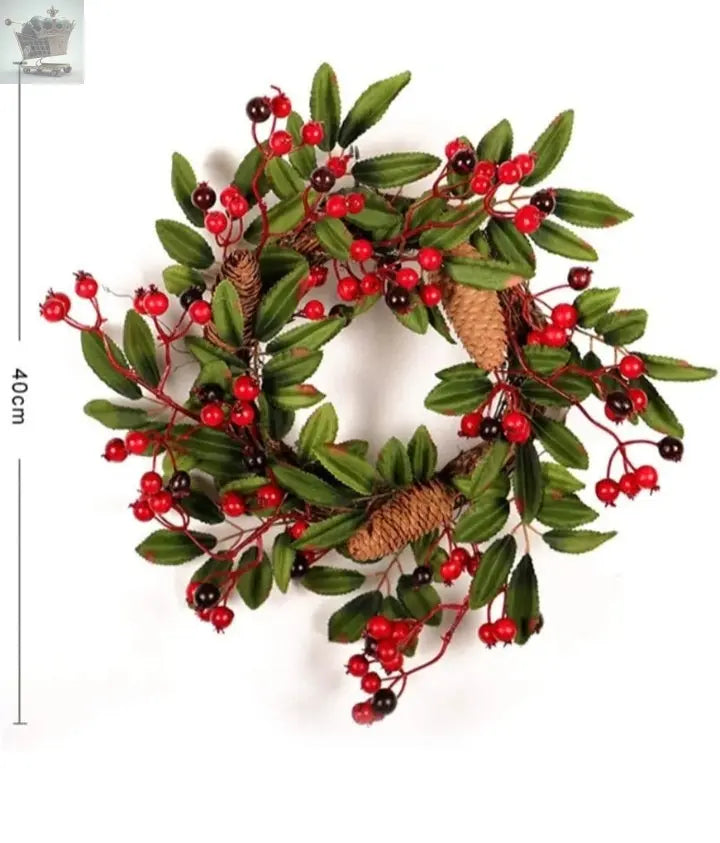 Artificial Christmas Wreath For Front Door Pine Cone Red Berries Wreath Garland Royalcart