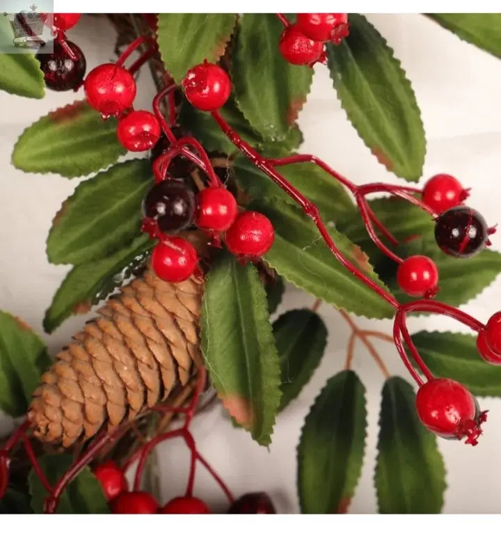 Artificial Christmas Wreath For Front Door Pine Cone Red Berries Wreath Garland Royalcart