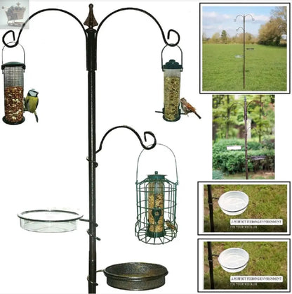 BIRD FEEDING STATION BLACK METAL BATH TABLE SEED TRAY HANGING FEEDERS ALLPURPOSE Royalcart