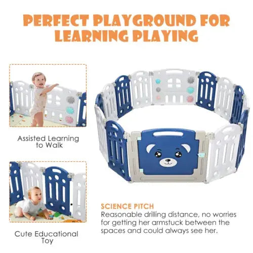 Baby Playpen 14 Panels Kids Activity Center Safety Play Yard Baby Fence Toddler - Royalcart