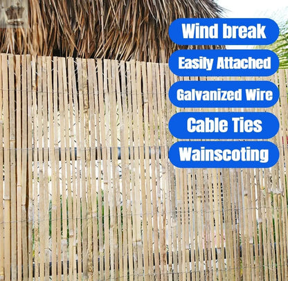 Bamboo Slat Fence Screen Roll Screening Fencing Privacy Sun Panel Garden Outdoor Royalcart