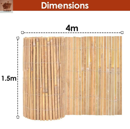 Bamboo Slat Fence Screen Roll Screening Fencing Privacy Sun Panel Garden Outdoor Royalcart