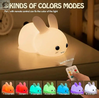 Bedroom Night Light Bunny Rechargeable LED soft silicone with Remote RGB Royalcart