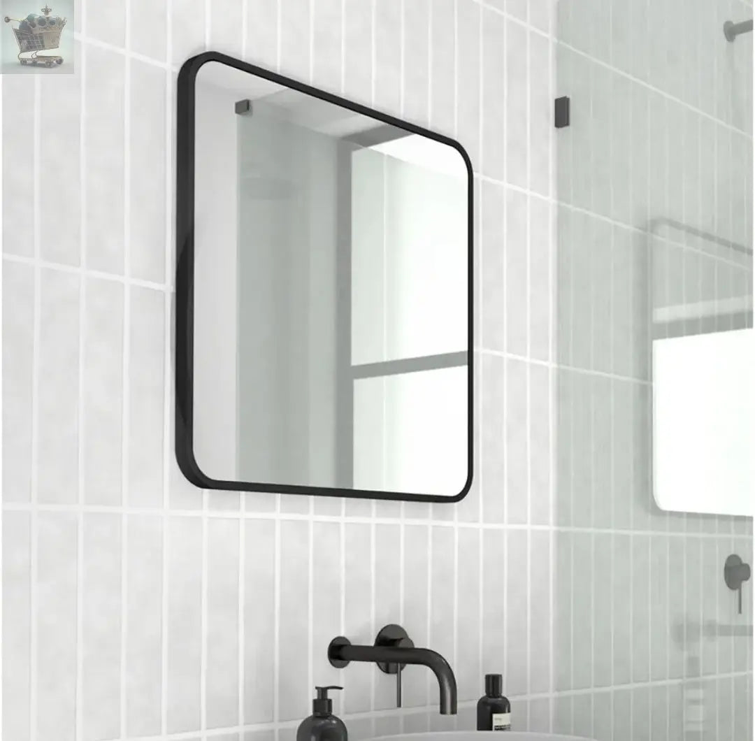 Black Rectangle Framed Mirror Metal Home Glass Wall Mounted Vanity Bathroom Royalcart