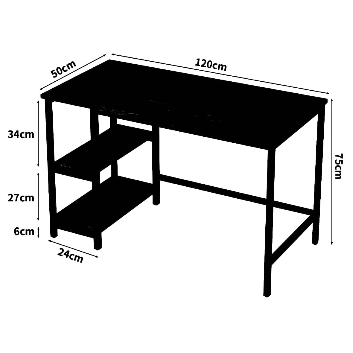 Computer Desk w/ 2 Shelves on Left or Right for Office Home Study Writing Table Royalcart