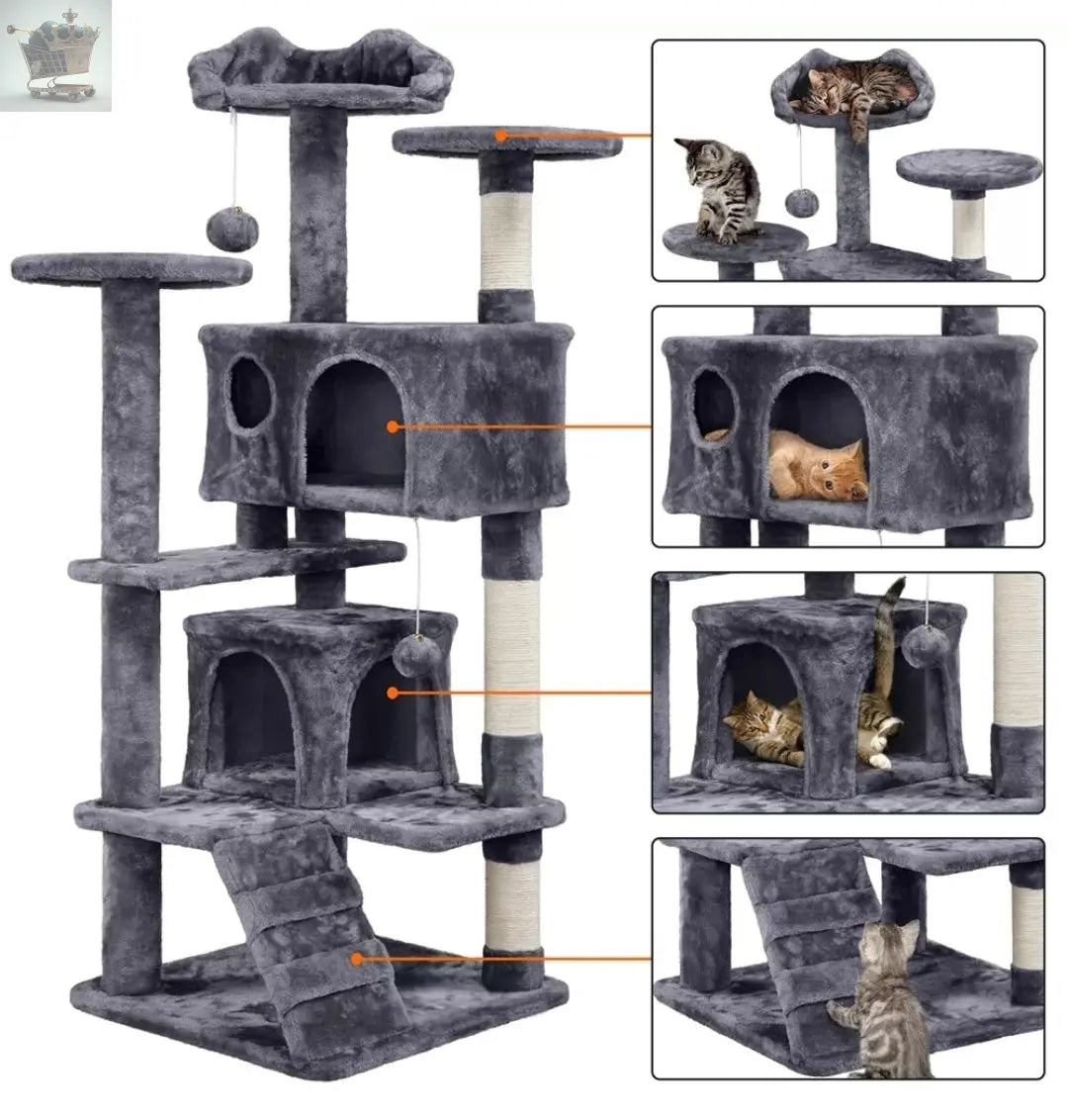 Cat Tree Cat Tower Cat Condo with Scratching Posts & Ladder for Cats Kittens - Royalcart