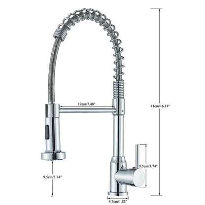 360°Chrome Spring Pull Down Kitchen Faucets Stream Spray Head Hot Cold Water Tap Stainless steel Rotation Kitchen Mixer Tap Crane