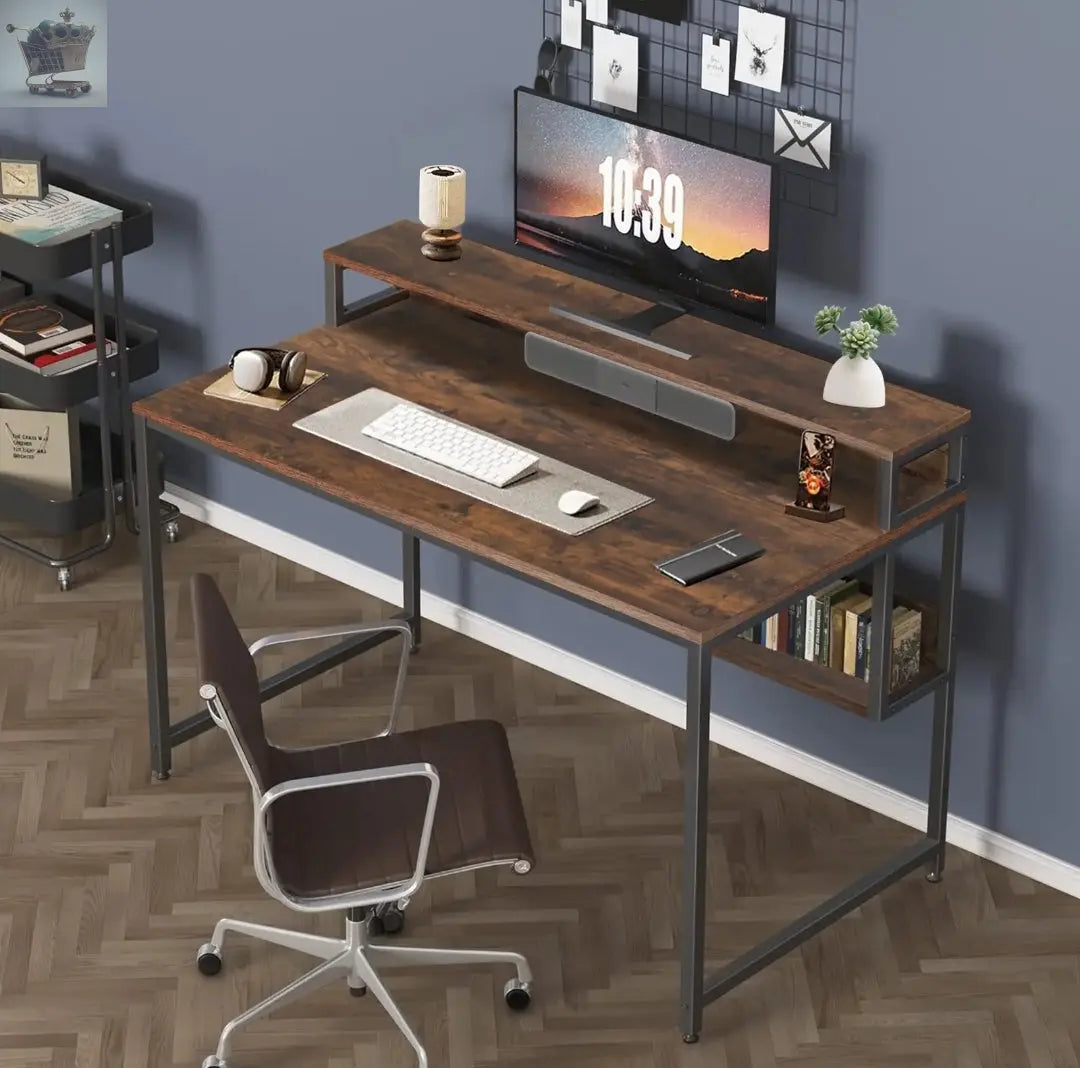 Computer Desk Laptop PC Study Table Writing Home Office Desk Workstation With Multiple Shelves - Royalcart