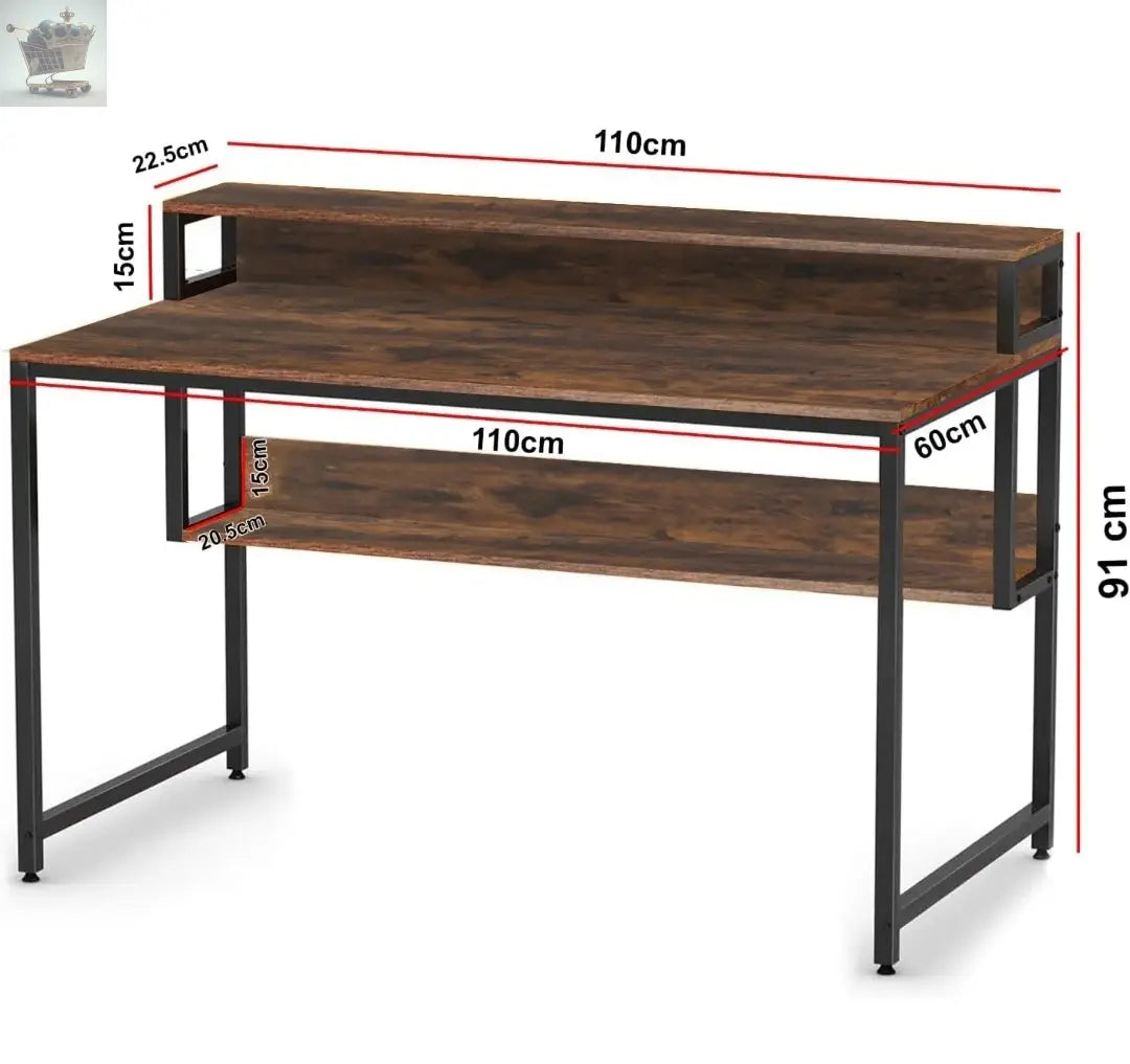 Computer Desk Laptop PC Study Table Writing Home Office Desk Workstation With Multiple Shelves - Royalcart