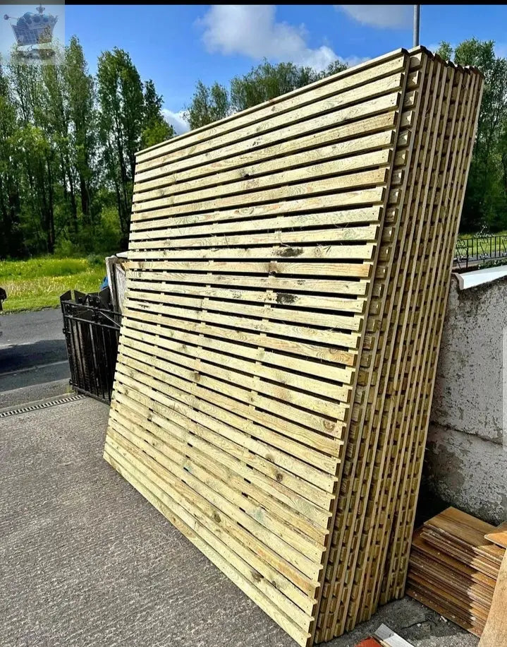 Contemporary Slatted Rough Sawn Treated Fence Panel Royalcart