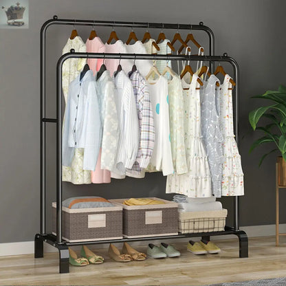 Double Clothes Rail Hanging Rack Garment Display Stand Storage Shelf Gearcourt